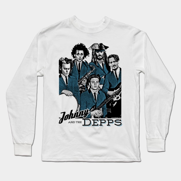 Johnny Depp Band Shirt (Johnny and the Depps by @UselessRob) Long Sleeve T-Shirt by UselessRob